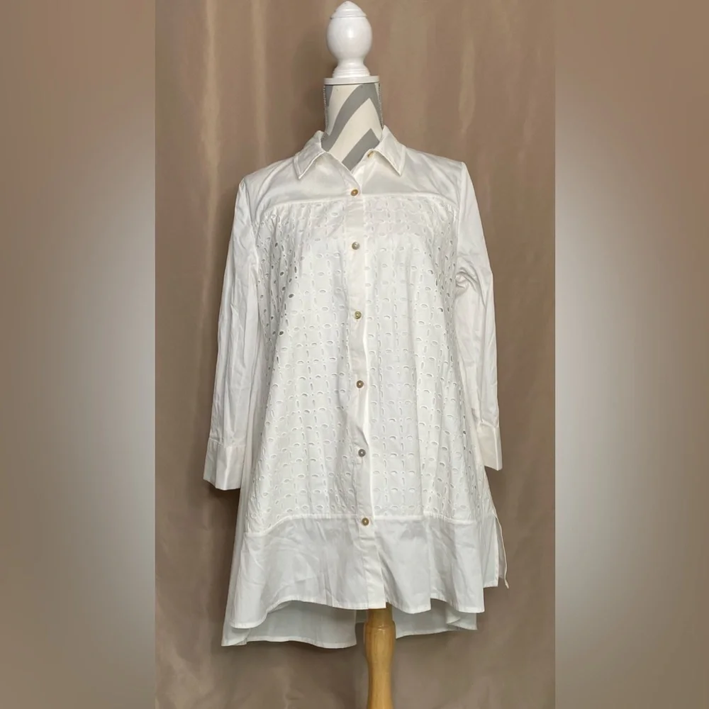 Wynne Collection Medium White High Low Top - Picture 2 of 10